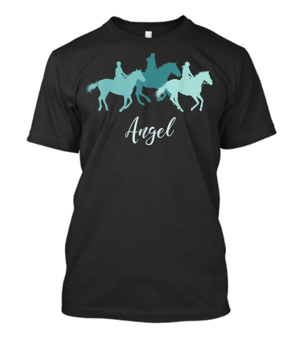 Angel Horse Rider Silhouettes Personalized Name Birthday T-Shirt