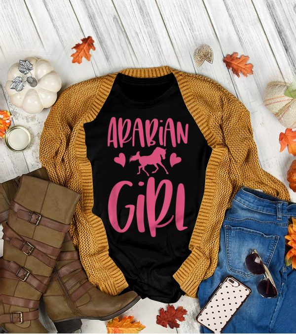 Arabian Girl Arabian Horse Hearts T-Shirt