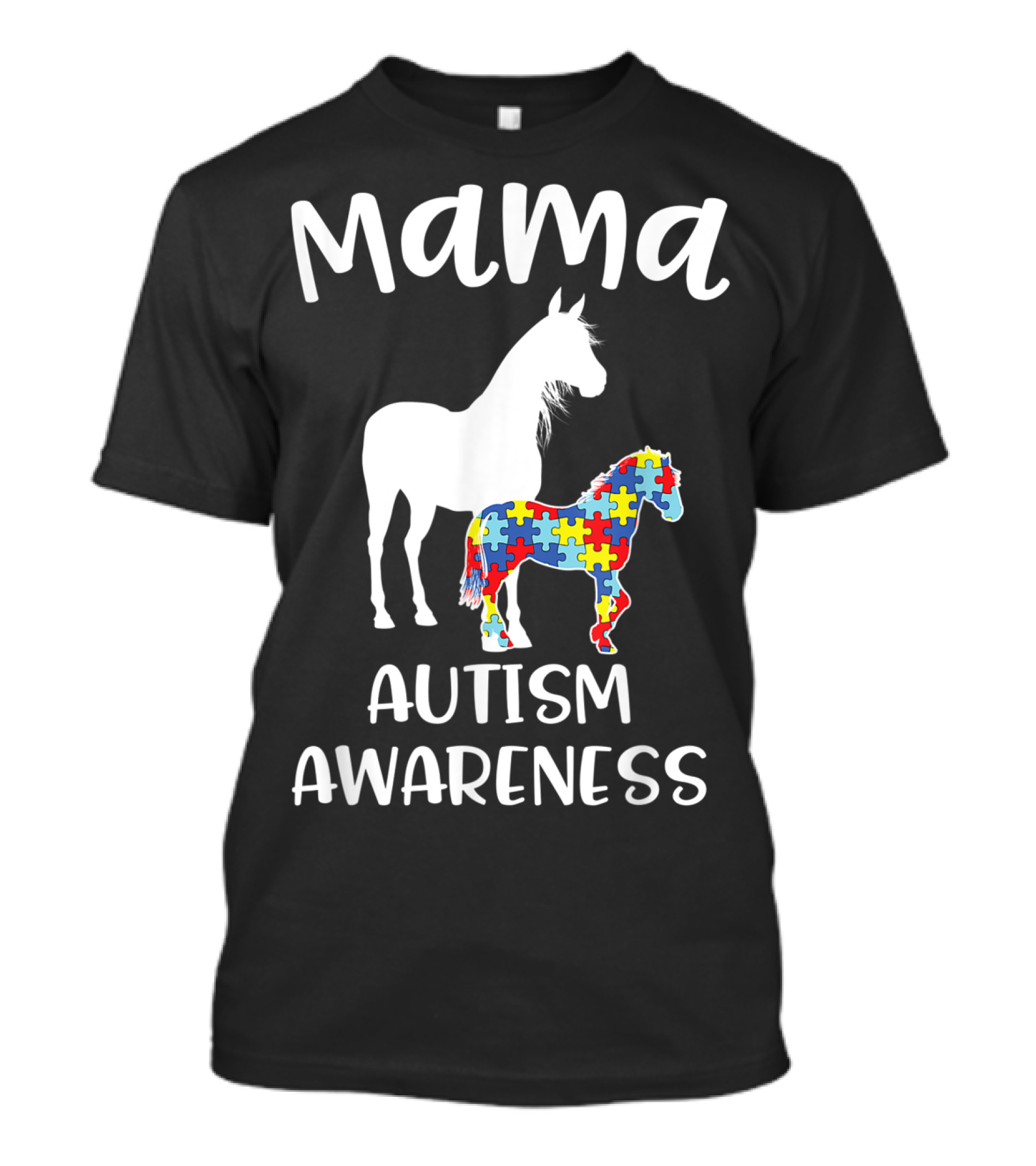 Mama Horse Autism Awareness Puzzle T-Shirt