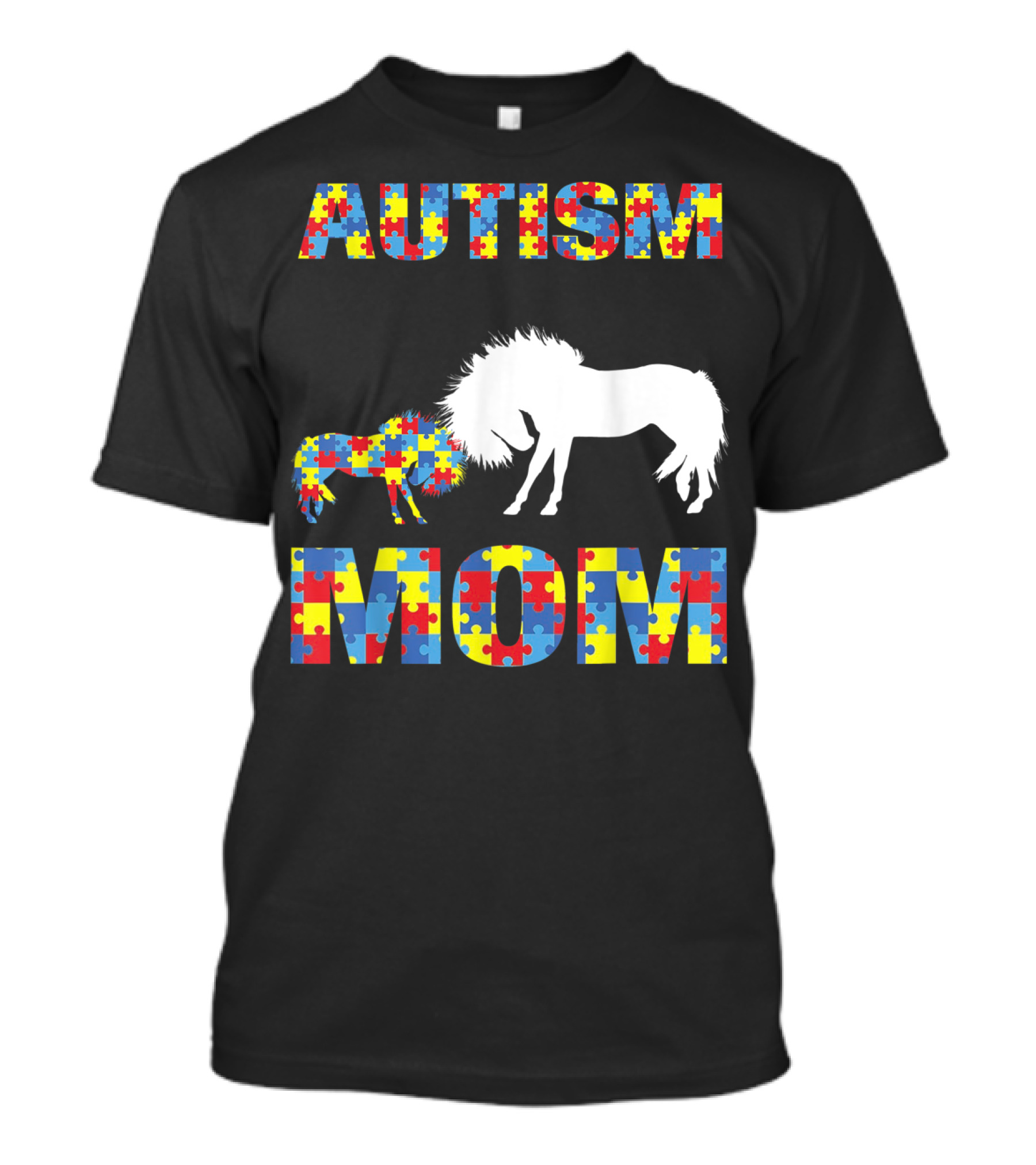 AUTISM MOM Horse Puzzle Piece T-Shirt