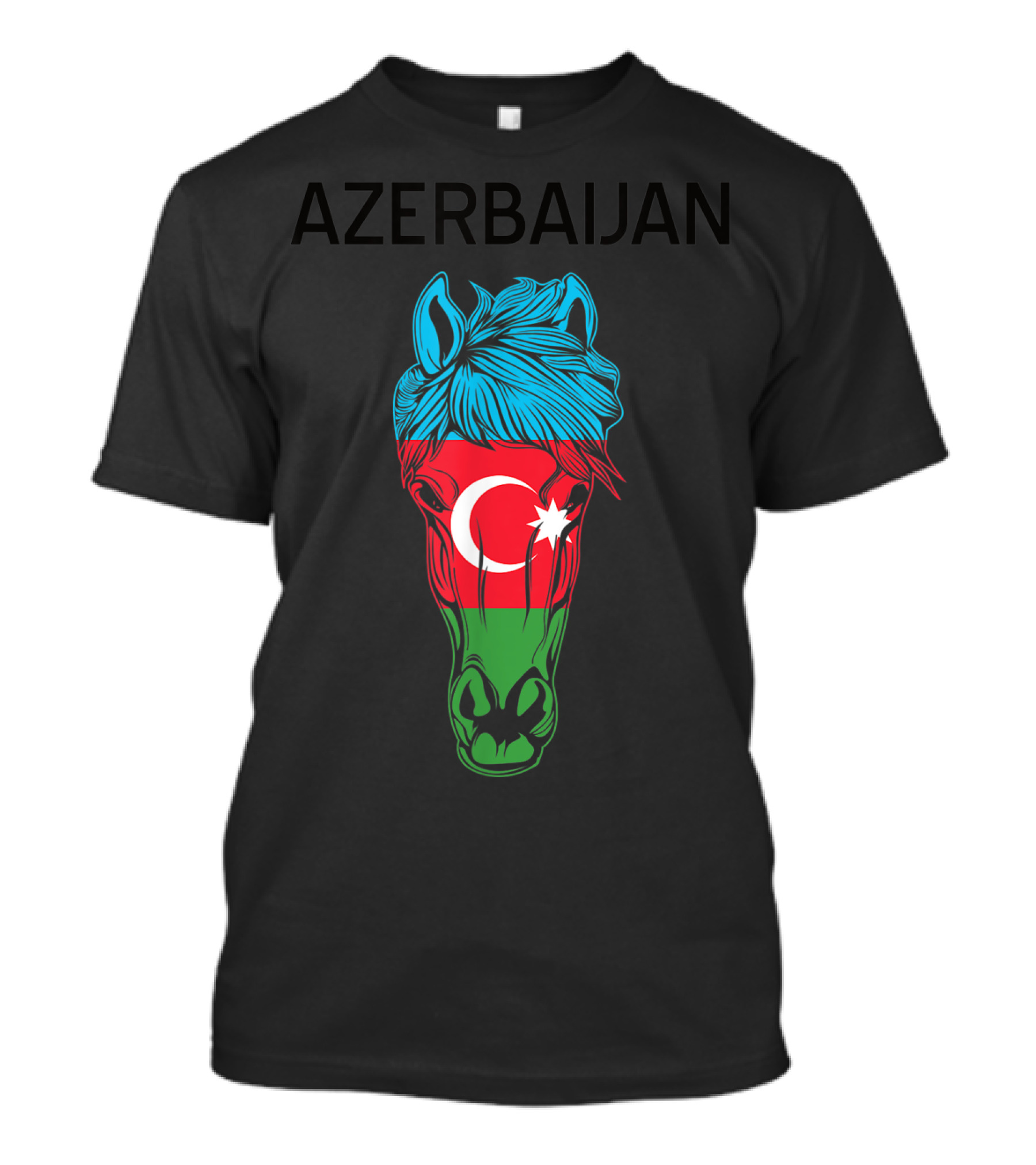 Azerbaijan Horse Head With Azerbaijan Flag T-Shirt