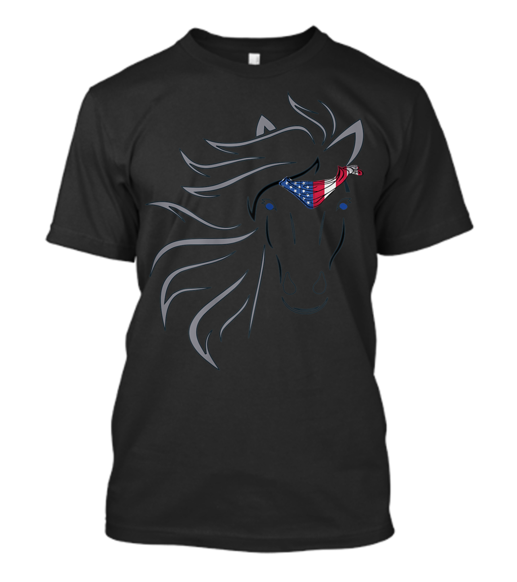 Bandana Horse With American Flag For Horse Riding T-Shirt