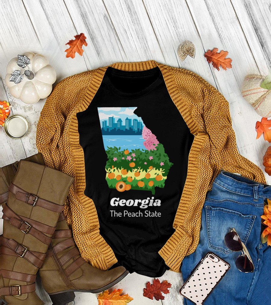Georgia Scenic Landscape The Peach State Iconography T-Shirt
