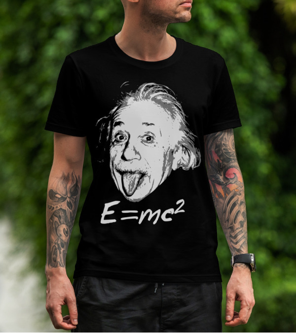 Nerdy Einstein Sticking Tongue Out E=Mc2 Iconic Expression T-Shirt