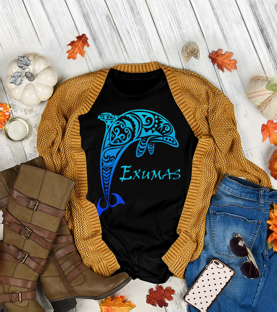 Exumas Bahamas Tribal Dolphin Polynesian T-Shirt