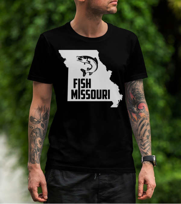 Fish Missouri State Pride Fishing Map With Jumping Fish T-Shirt
