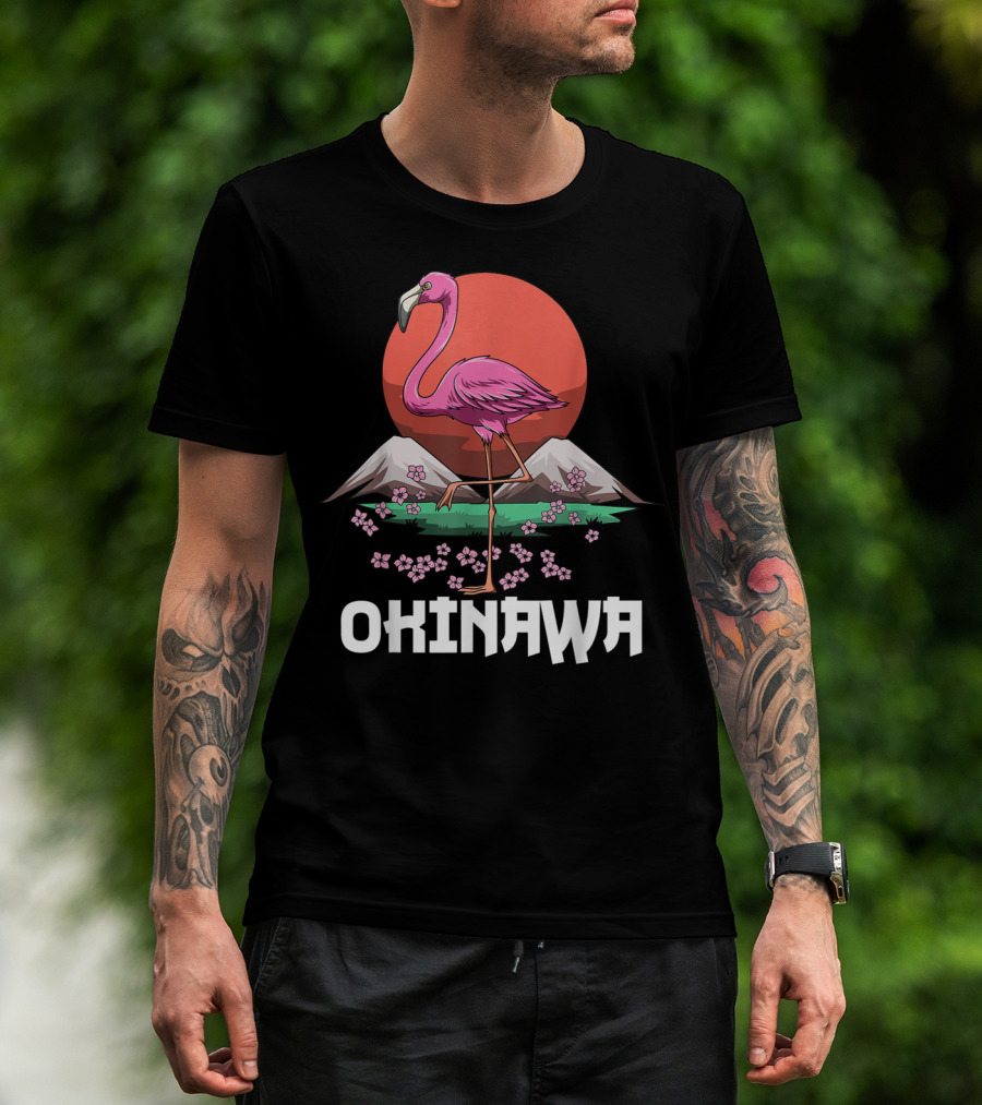 Okinawa Flamingo Cherry Blossom Sakura Japan T-Shirt