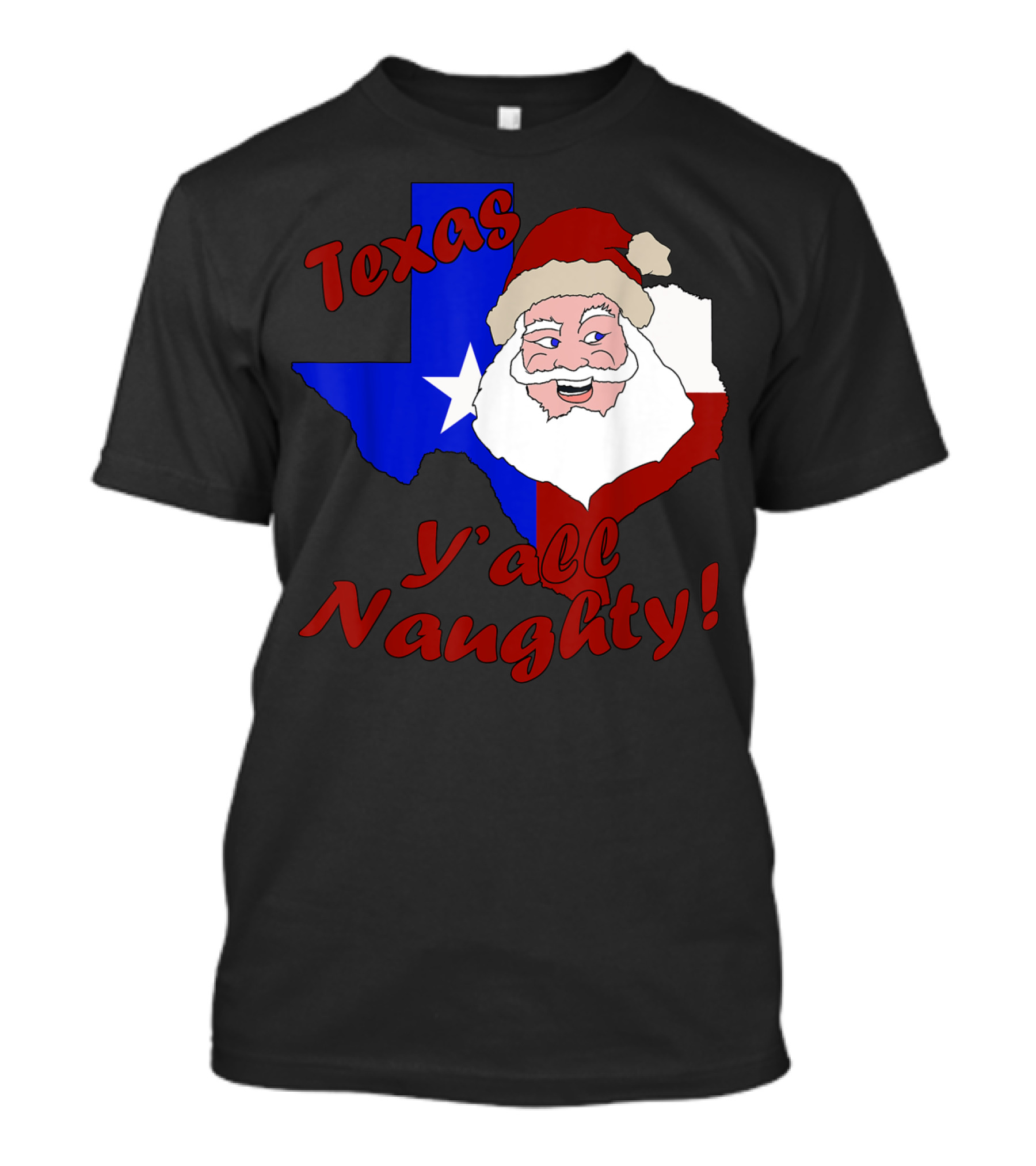 Texas Y'all Naughty Funny Adult Christmas Santa T-Shirt