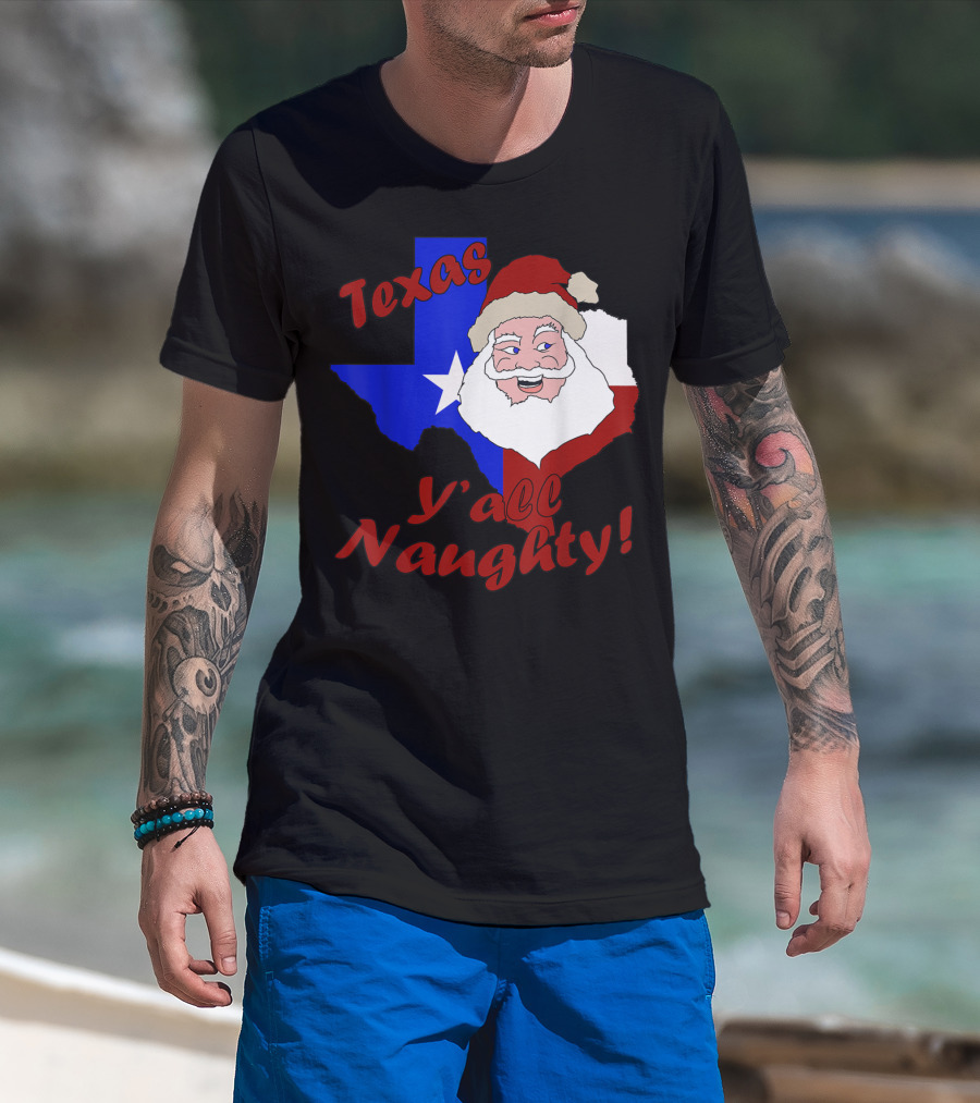 Texas Y'all Naughty Funny Adult Christmas Santa T-Shirt