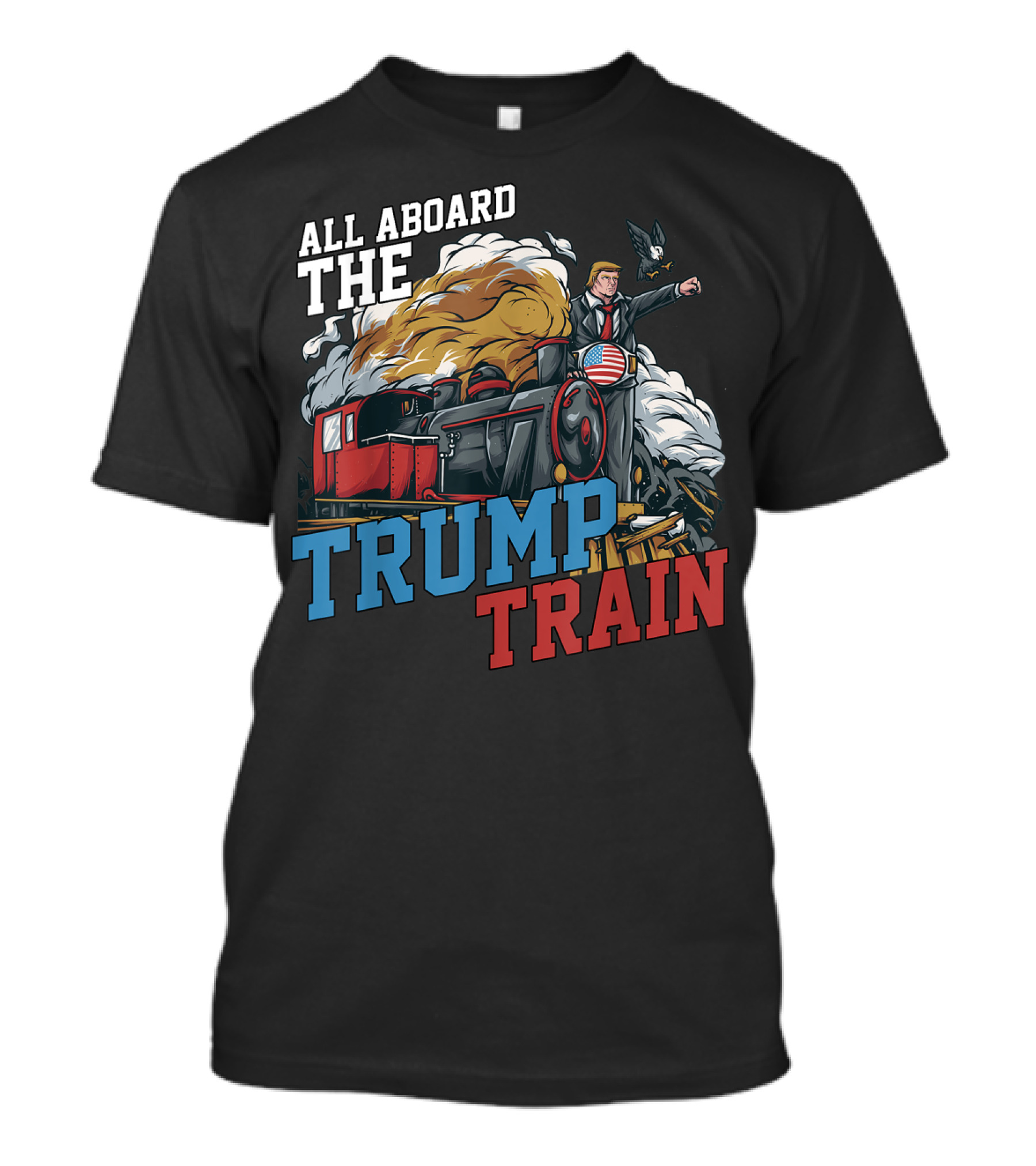 All Aboard The Trump Train American USA Patriotic T-Shirt