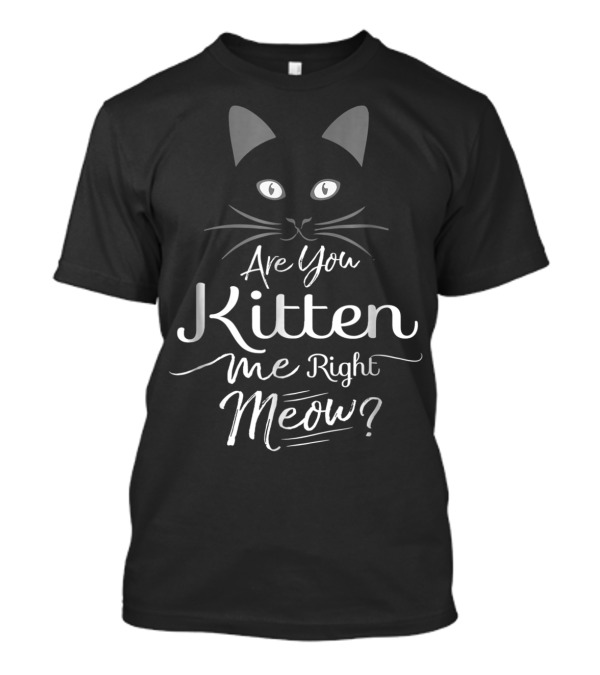 Are You Kitten Me Right Meow Cat Face Playful Pun T-Shirt