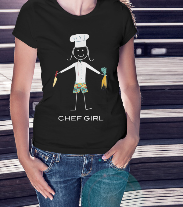 Chef Girl Stick Figure Cooking Humor T-Shirt