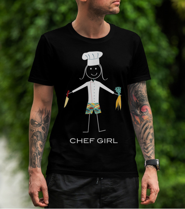 Chef Girl Stick Figure Cooking Humor T-Shirt