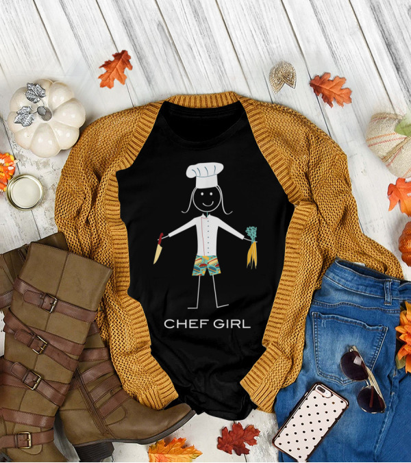 Chef Girl Stick Figure Cooking Humor T-Shirt