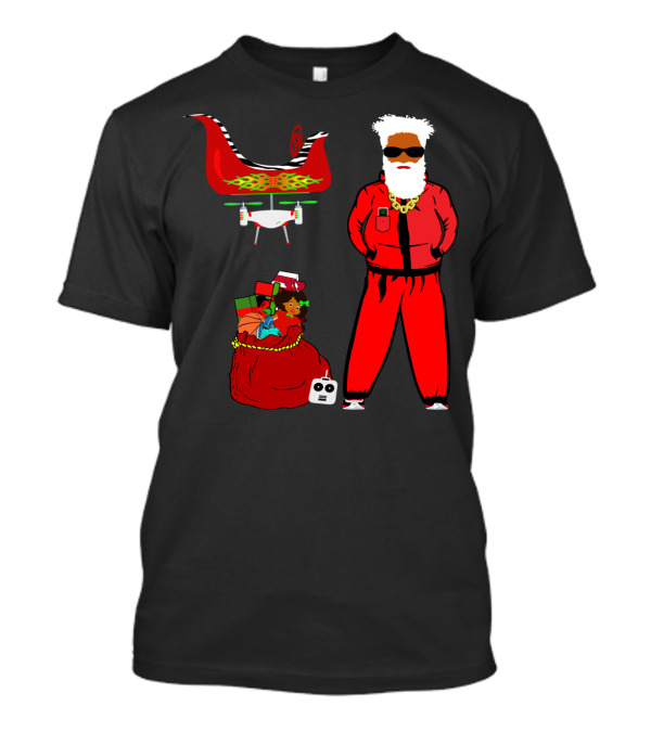 Santa In Tracksuit With Sleigh And Gifts T-Shirt