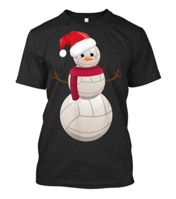 Funny Christmas Snowman Volleyball Santa Hat T-Shirt