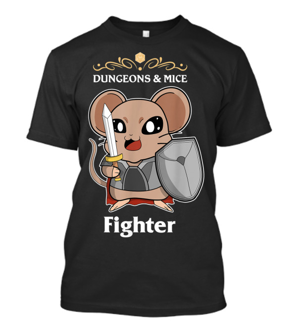 Dungeons And Mice Fighter RPG Sword Shield Knight Mouse T-Shirt
