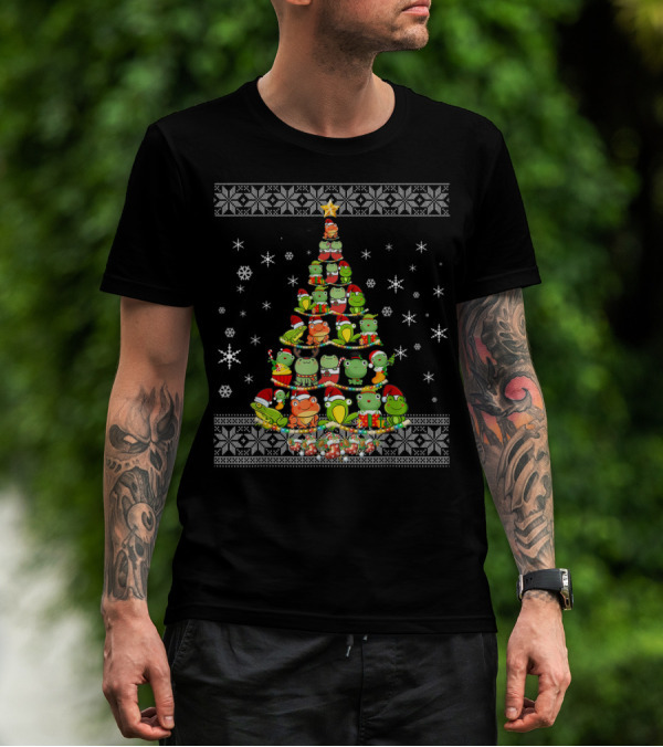 Funny Frog Lovers Ugly Christmas Tree T-Shirt