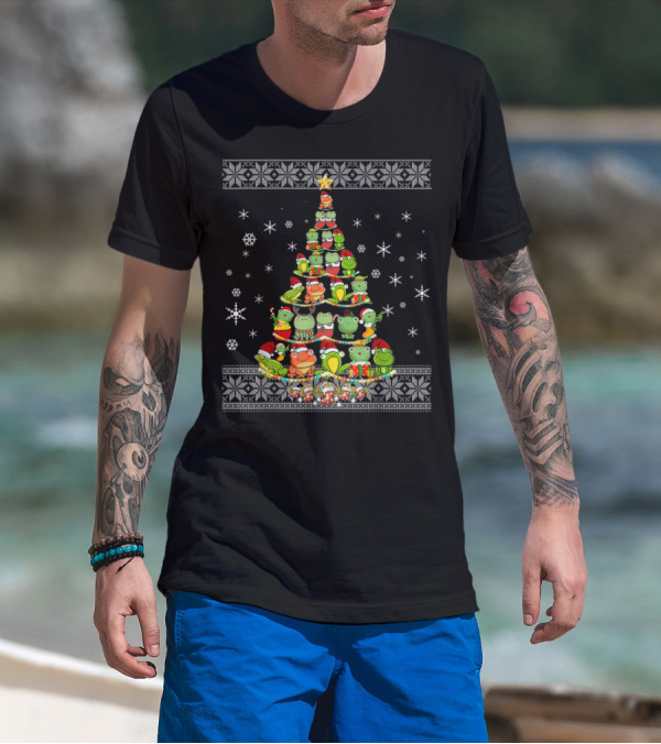 Funny Frog Lovers Ugly Christmas Tree T-Shirt