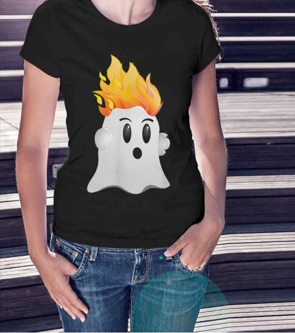 Funny Halloween Ghost With Fiery Redhead Ginger Hair Ginga T-Shirt