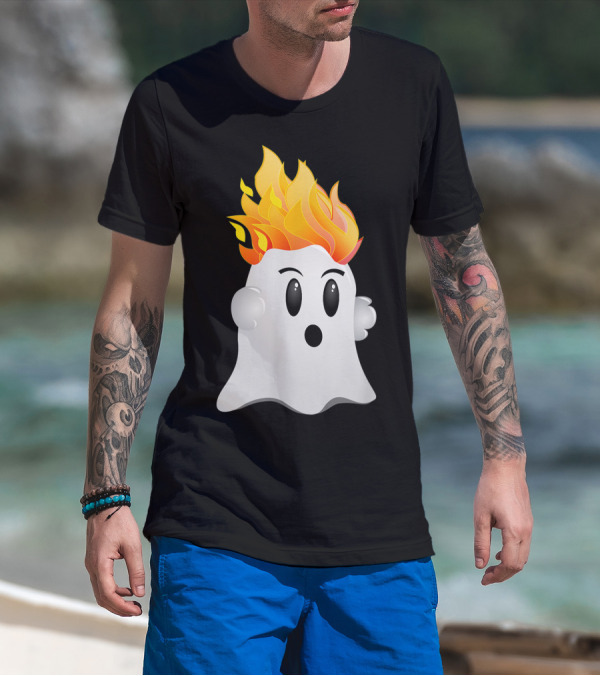 Funny Halloween Ghost With Fiery Redhead Ginger Hair Ginga T-Shirt
