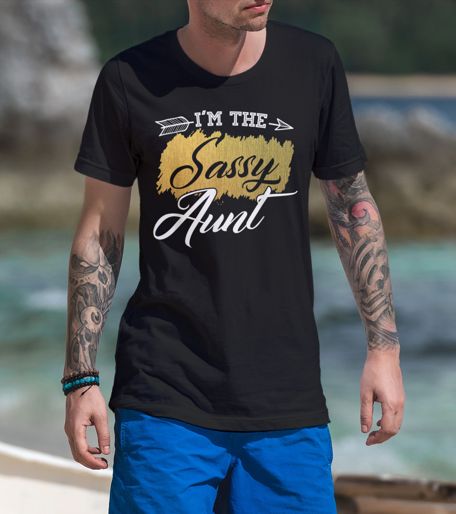 I'm The Sassy Aunt Arrow Textured T-Shirt