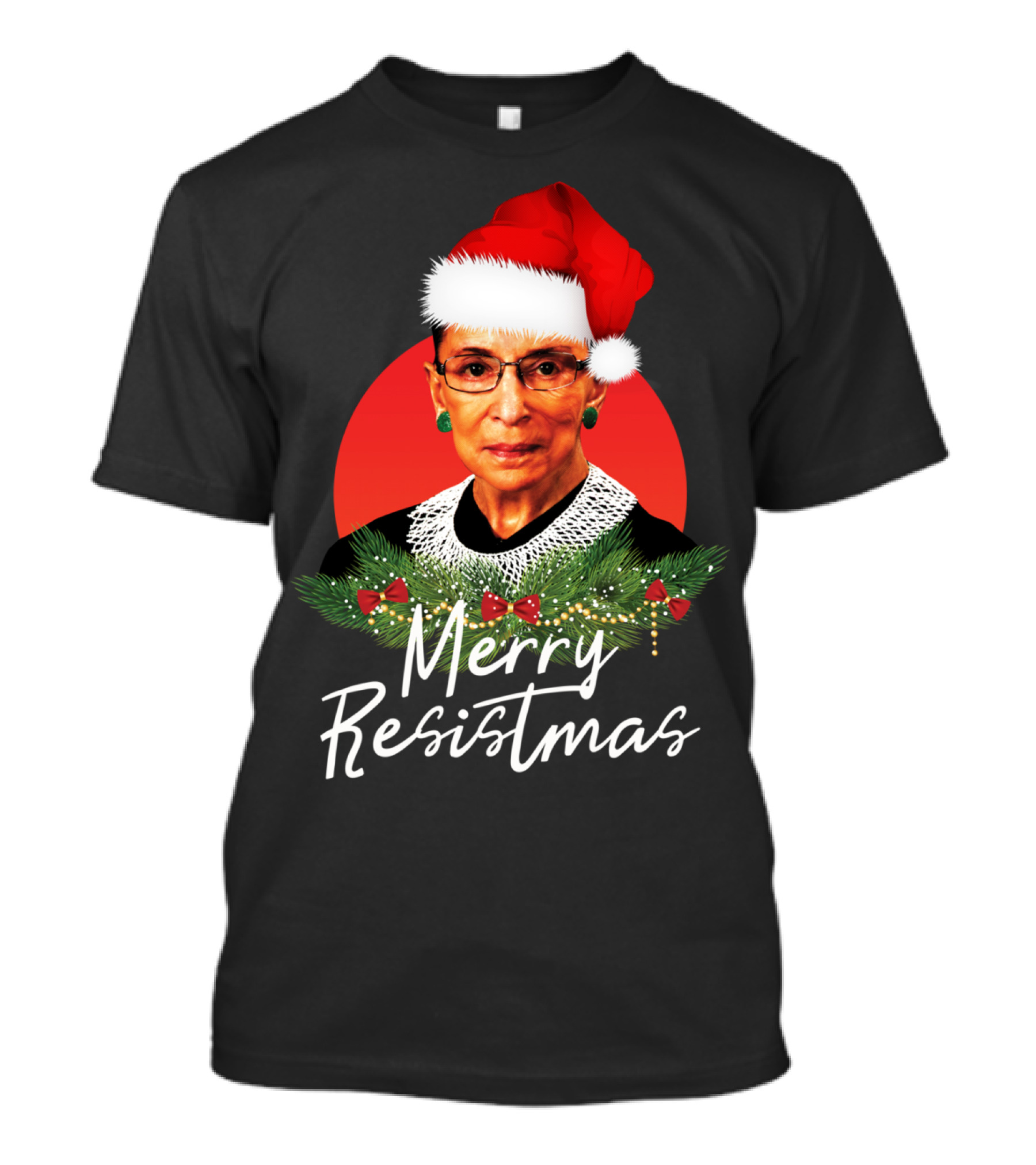 Merry Resistmas Ruth Bader Ginsburg Santa Hat Holiday T-Shirt