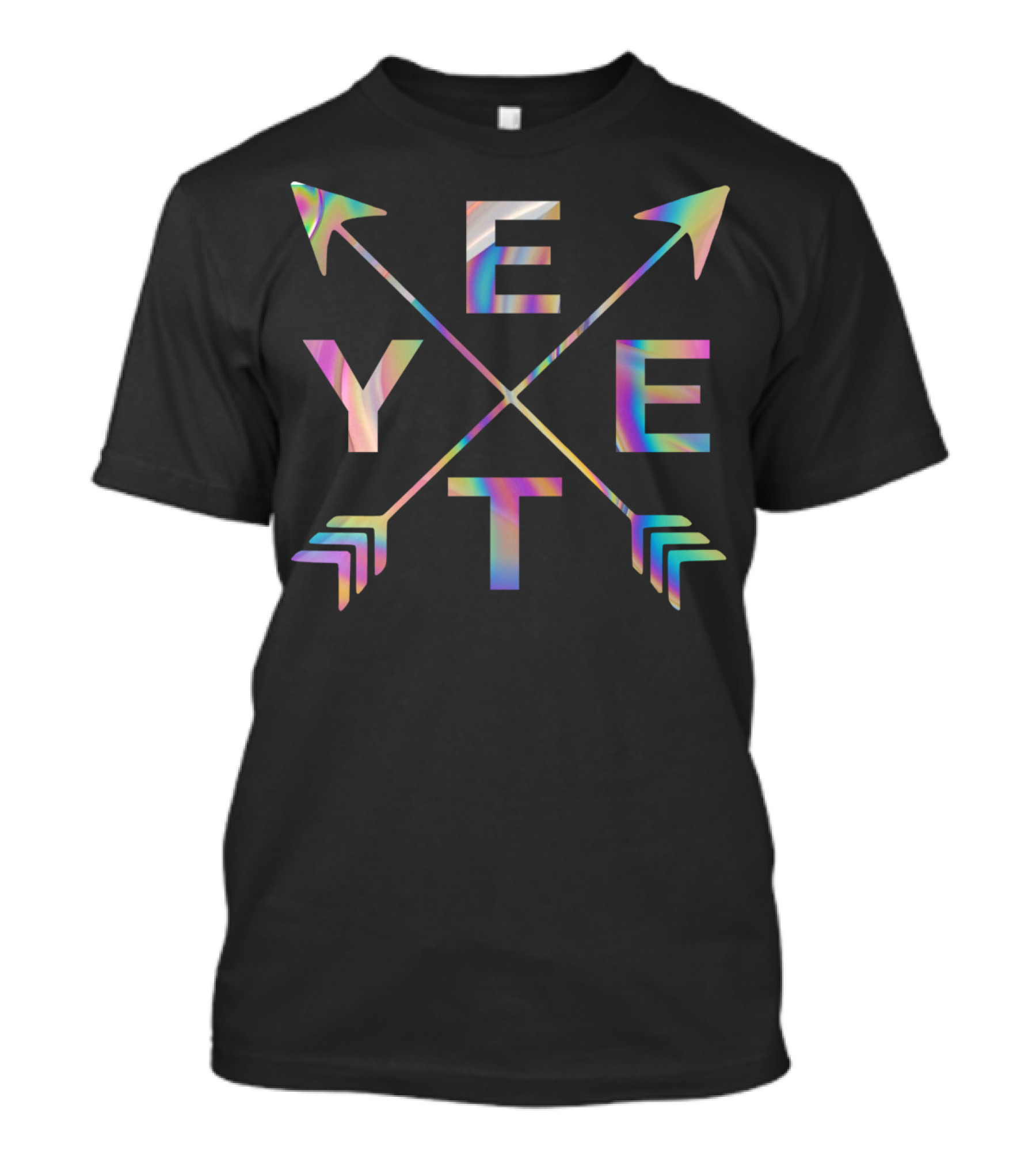 Yeet Aesthetic Holographic Crossed Arrows Text T-Shirt
