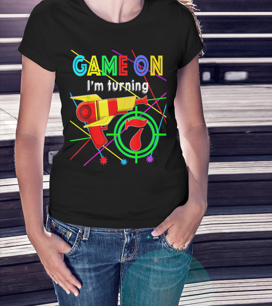 Game On I'm Turning 7 Laser Tag T-Shirt