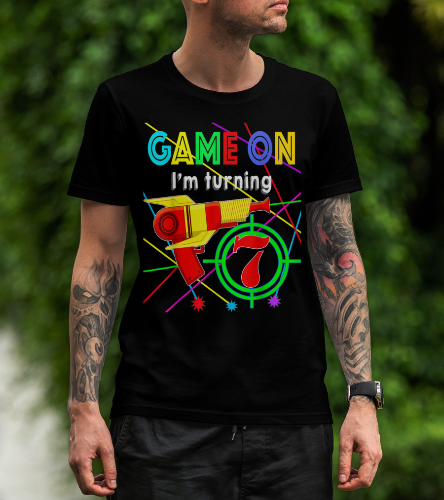 Game On I'm Turning 7 Laser Tag T-Shirt