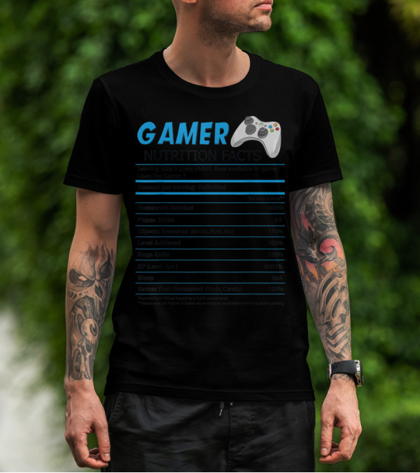 Gamer Nutrition Facts Game Controller Unlimited Thanksgiving Xmas Christmas Food T-Shirt
