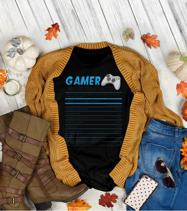 Gamer Nutrition Facts Game Controller Unlimited Thanksgiving Xmas Christmas Food T-Shirt