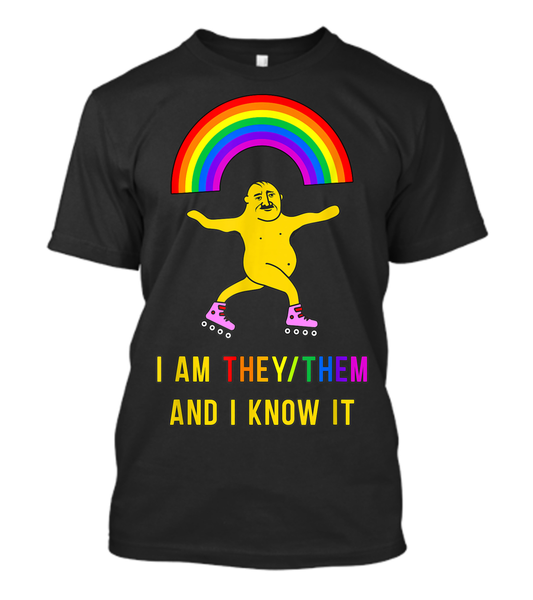 I Am They Them And I Know It Rainbow Skate Genderfluid T-Shirt