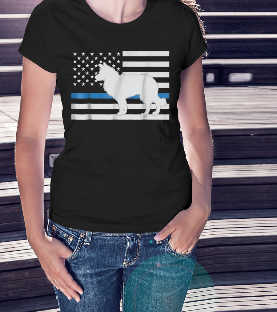 USA Flag Thin Blue Line German Shepherd K9 Unit T-Shirt
