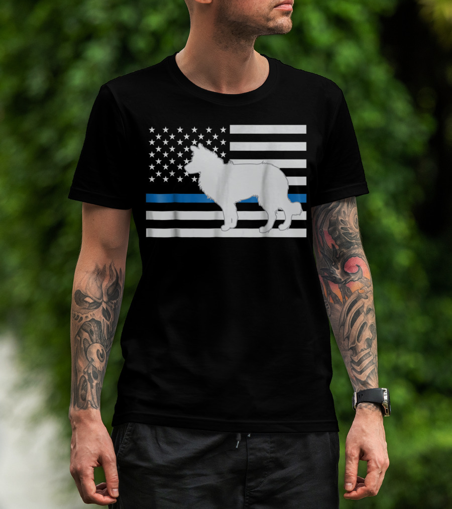 USA Flag Thin Blue Line German Shepherd K9 Unit T-Shirt