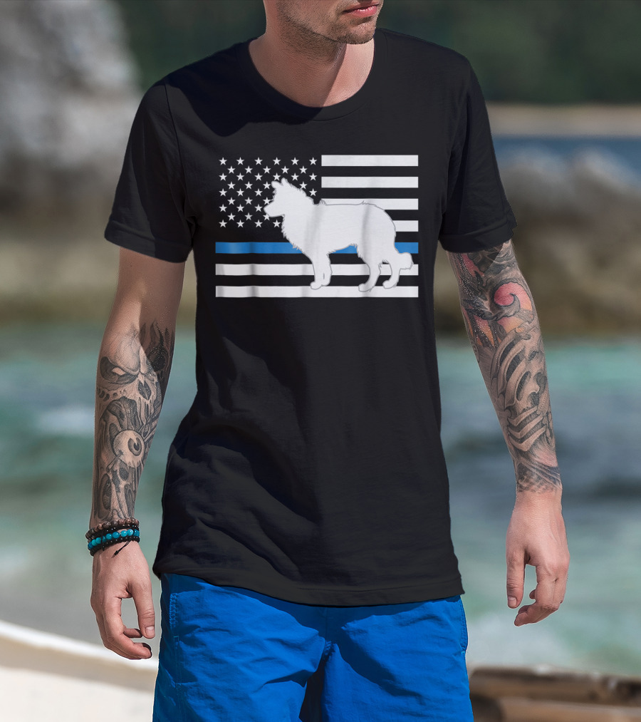 USA Flag Thin Blue Line German Shepherd K9 Unit T-Shirt