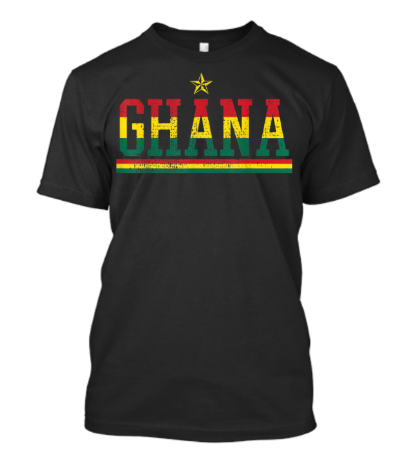 Ghana Country Flag Ghanaian Pride Text With Star And Stripes T-Shirt