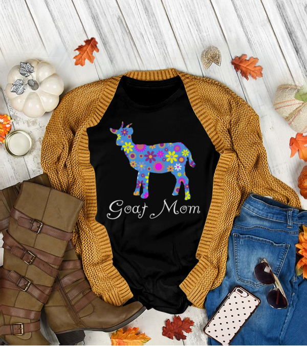 Goat Mom Cute Colorful Floral Farm Animal T-Shirt
