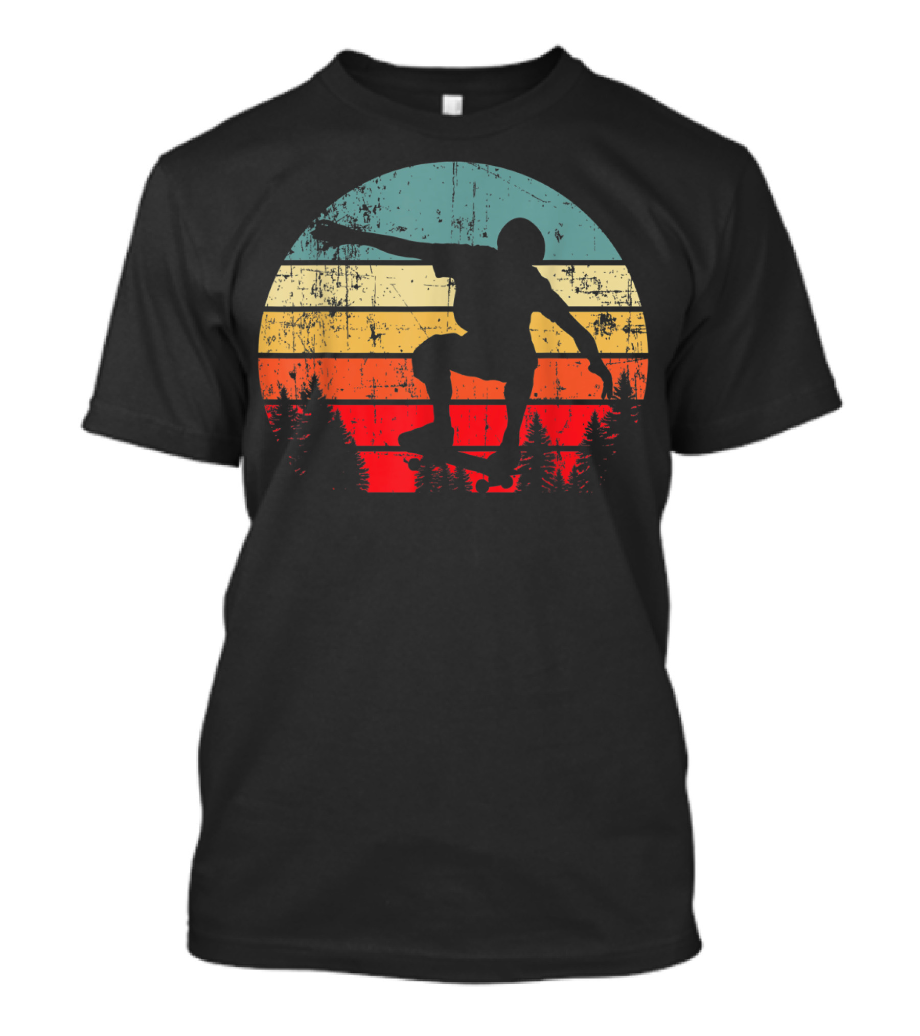 Half Pipe Vintage Skateboarder Skater Retro Sunset T-Shirt