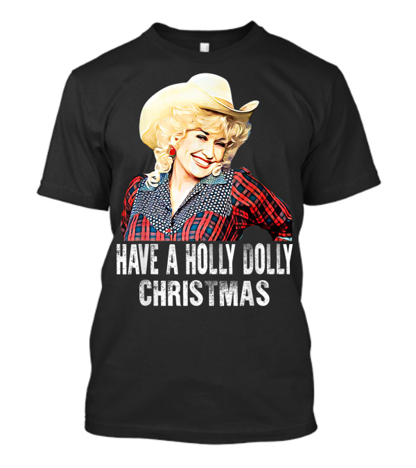 Have A Holly Dolly Christmas Cowboy Hat Plaid T-Shirt
