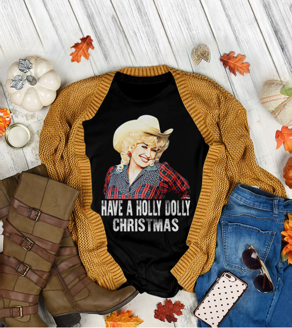 Have A Holly Dolly Christmas Cowboy Hat Plaid T-Shirt