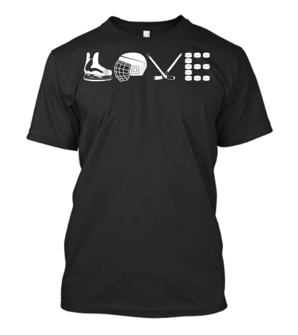 Hockey Love Forever With Skates Helmet Sticks Pucks T-Shirt