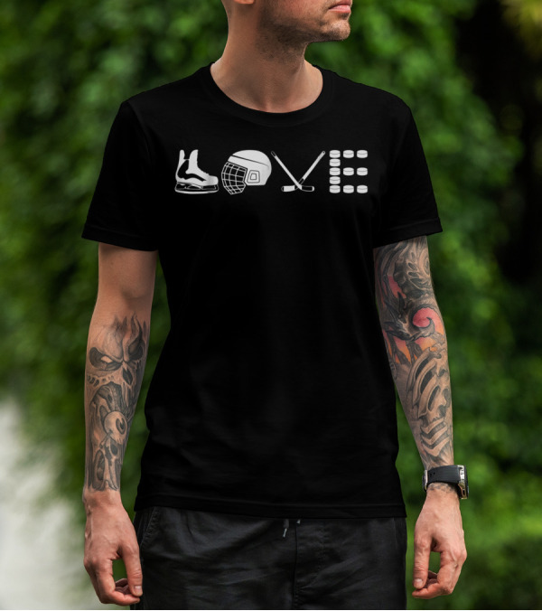Hockey Love Forever With Skates Helmet Sticks Pucks T-Shirt