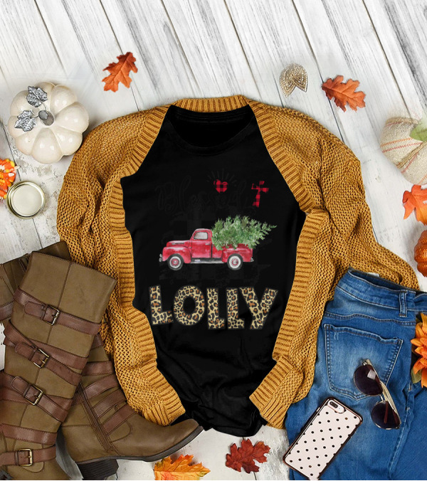 Blessed Lolly Red Truck Leopard Print T-Shirt