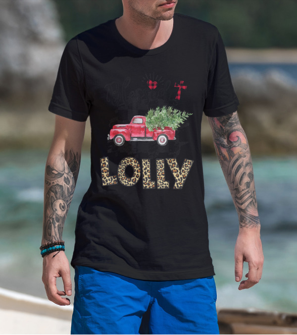 Blessed Lolly Red Truck Leopard Print T-Shirt