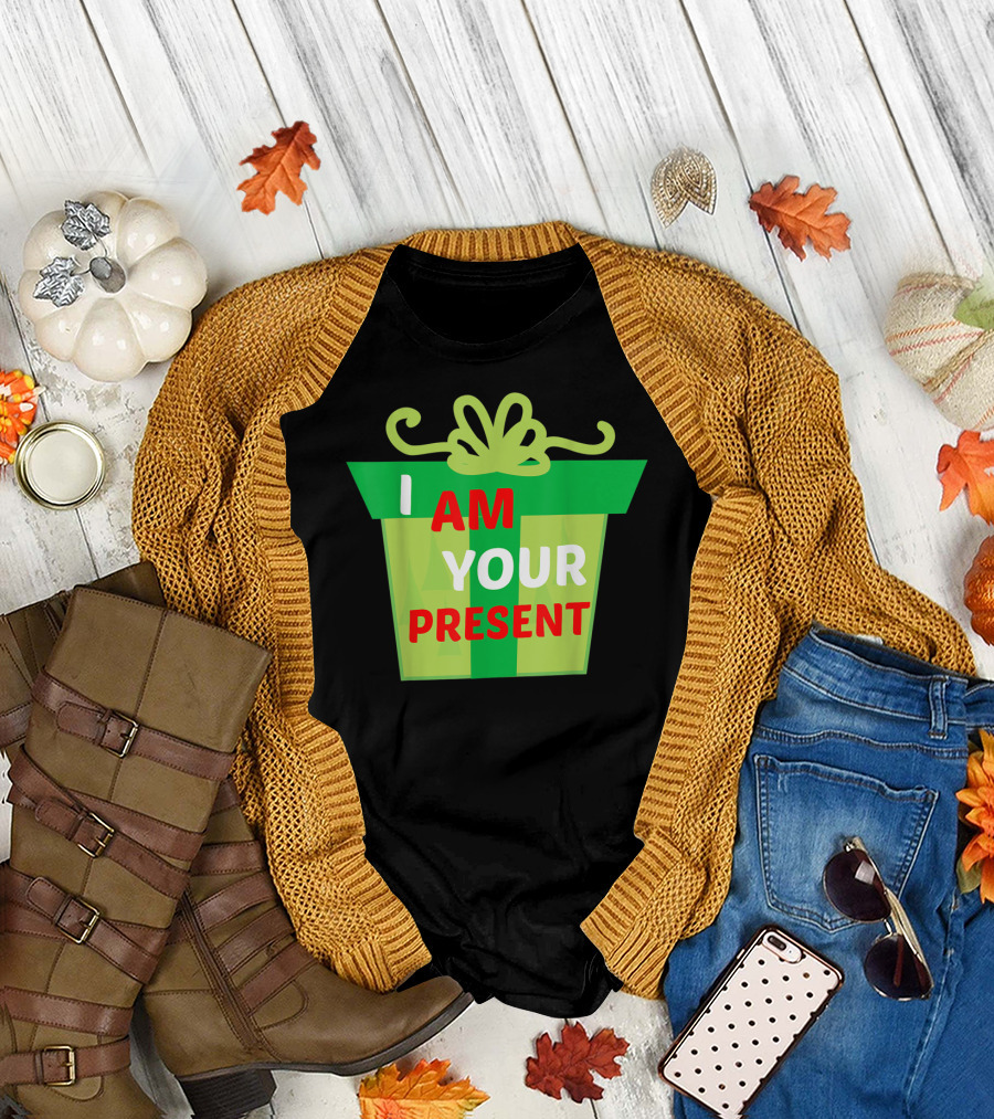 I Am Your Present Green Gift Bow T-Shirt