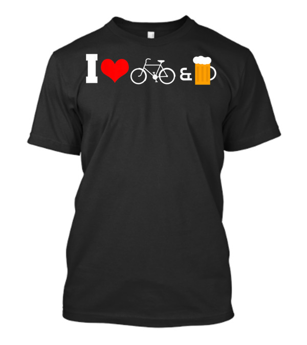 I Heart Bike And Beer Drinker Cycling Craft Beer T-Shirt