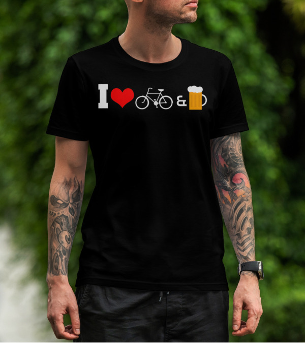 I Heart Bike And Beer Drinker Cycling Craft Beer T-Shirt