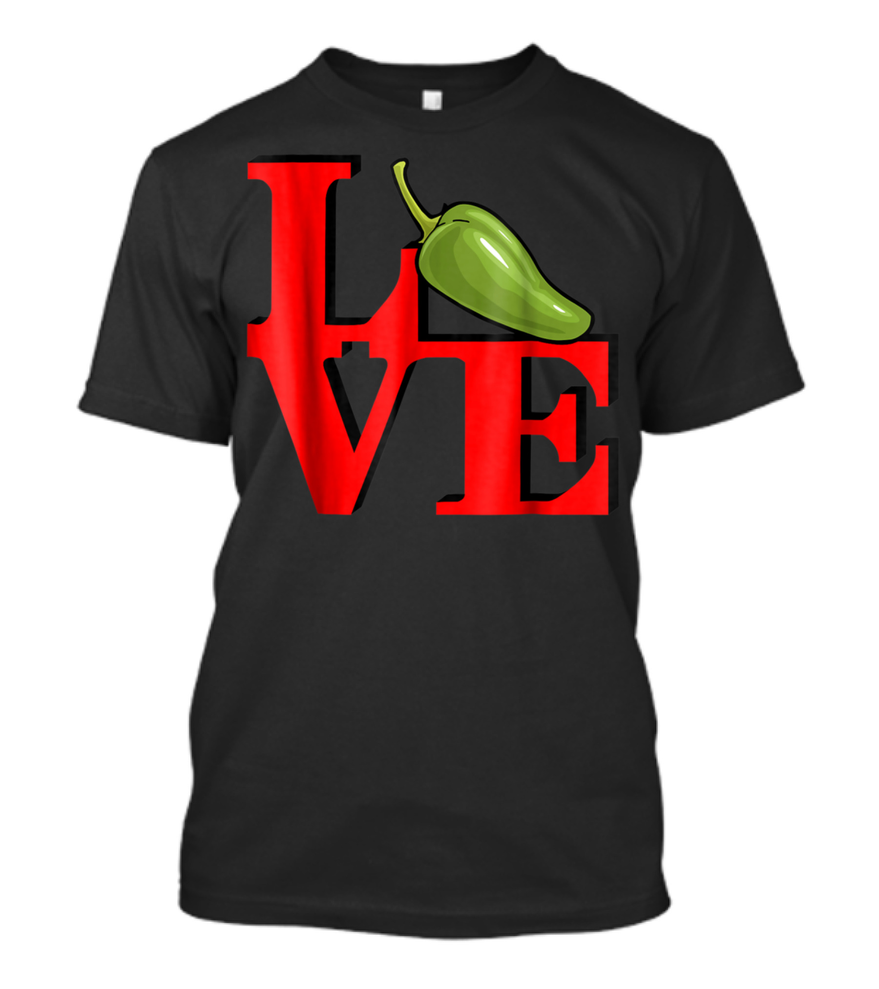 Love Jalapenos Love Park Iconic Red Typography With Green Jalapeno T-Shirt