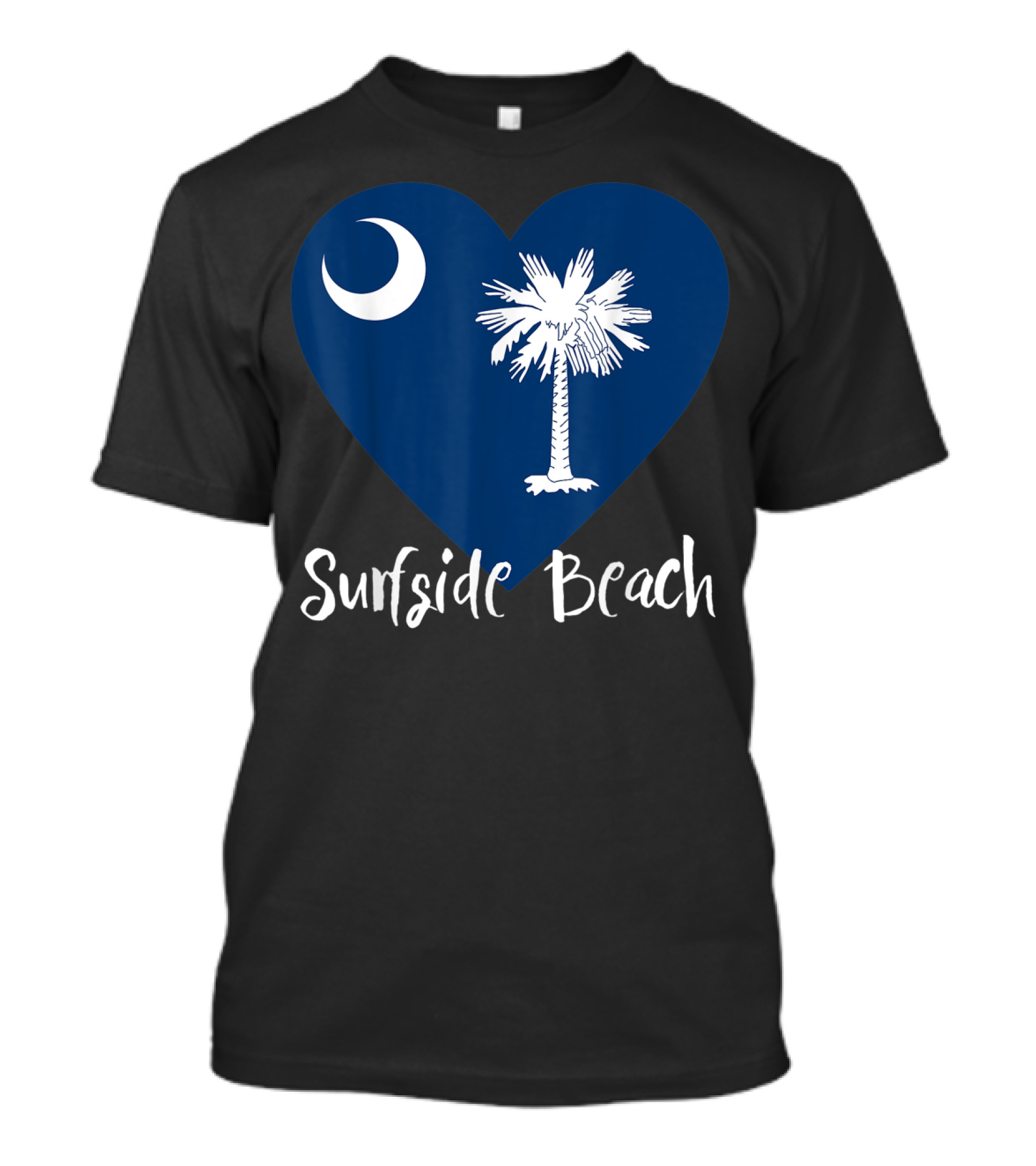 Surfside Beach South Carolina Heart Palmetto Moon T-Shirt